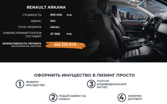 Встречайте новый RENAULT ARKANA от 999 000 рублей + КАСКО в подарок